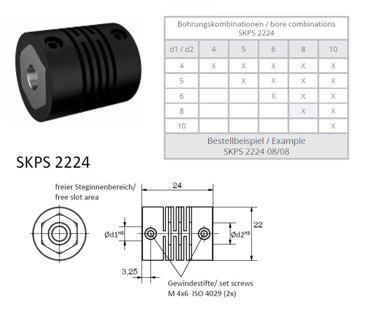 SKPS 2224 kruis koppeling (polymeerkoppeling)