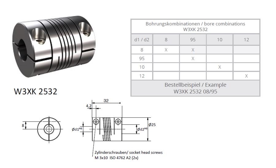 W3XK 2532 Heavy Duty Spiraal koppeling